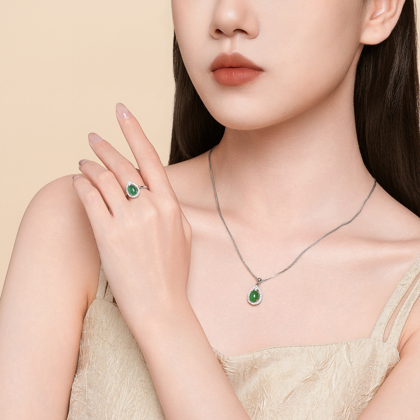 Chao Acer Qingyu s925 silver chalcedony necklace ring