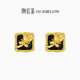 Trendy Acer Royal Style Series Black Rose Pure Gold Earrings Gold 5D Hard Gold Glossy Paint Valentine's Day Gift