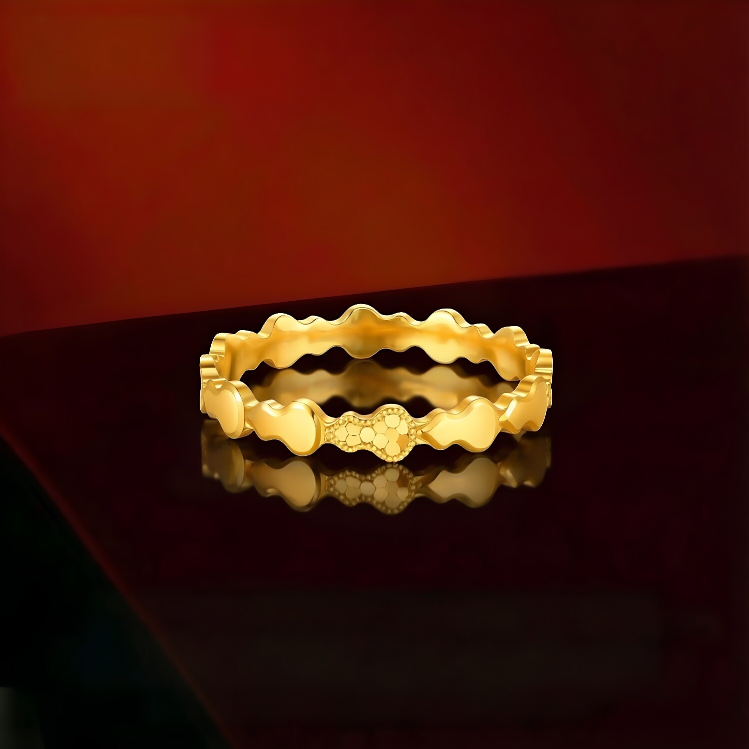 Chao Acer Hong Gourd Fulu gold ring solid gold women's ring broken ice burst birthday gift pricing