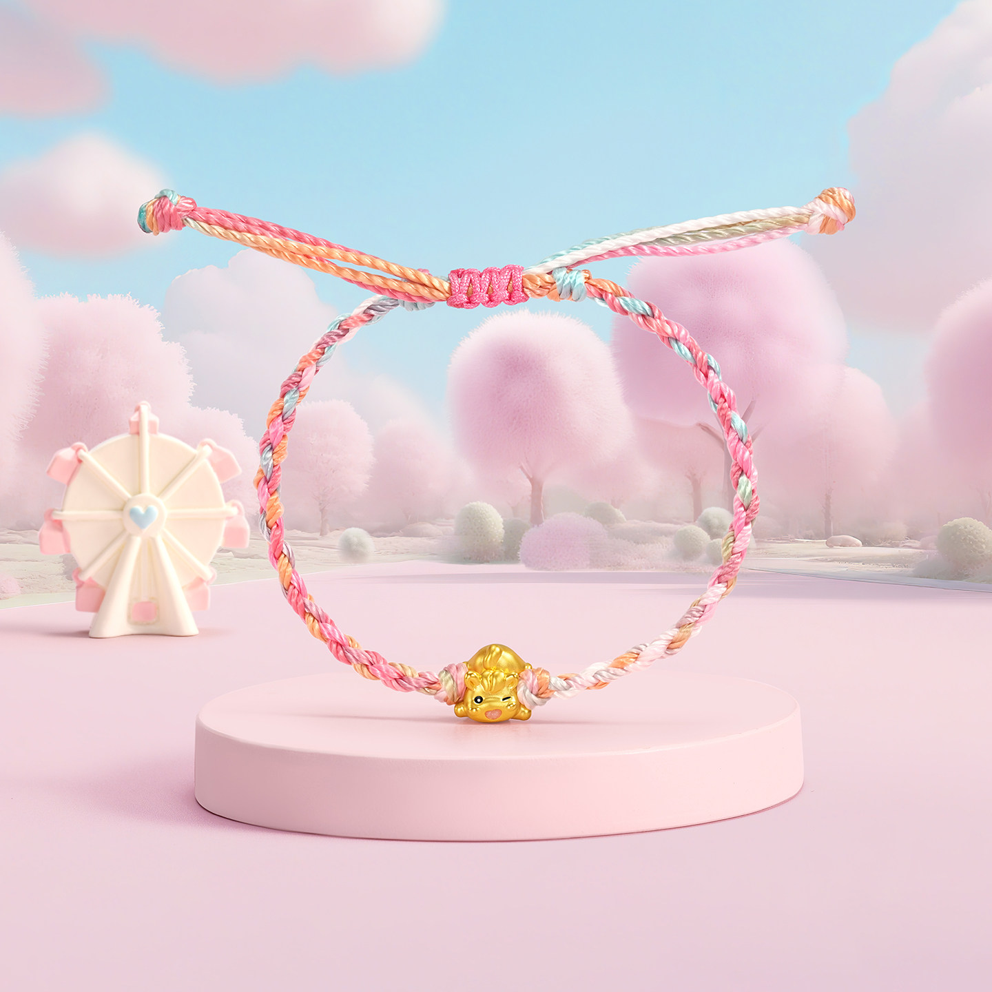 潮宏基好事发生足金手链黄金手绳5D硬金生肖马礼物手饰本命年女,淘宝优惠券,粉丝福利购,淘宝优惠卷