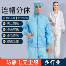 Anti-static dust-free working clothes with caps parted clean dust-free clothes dust-proof working clothes spray paint protective clothing for men and women