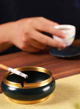黄铜烟灰缸家用客厅酒店茶桌茶几老板办公桌用高端铜制烟灰缸