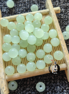 8mm仿玉石琉璃珠单色散珠收尾珠手链项链发簪头饰珠珠玻璃diy手工