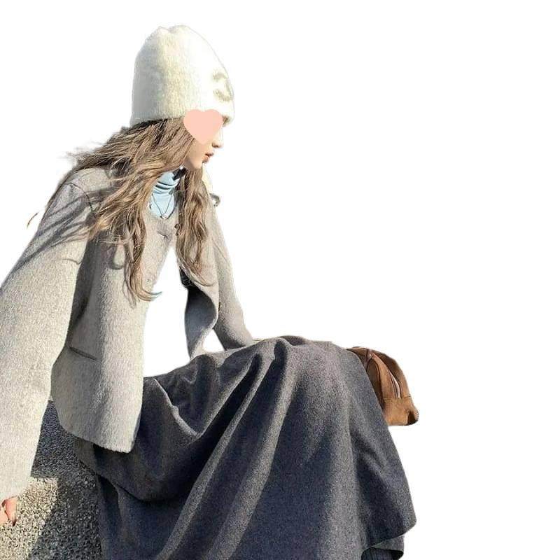 美拉德套装女冬季新款夹棉加厚短款毛呢外套高腰百褶半身裙三件套,淘宝优惠券,粉丝福利购,淘宝优惠卷