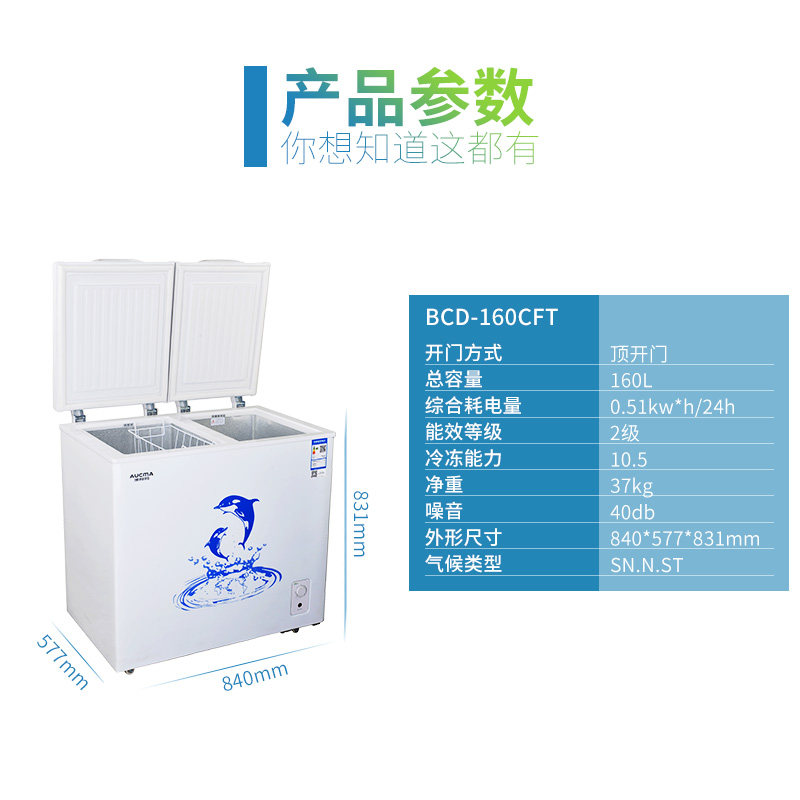 澳柯玛bcd-160cft家用小型柜保鲜柜 澳柯玛潍坊冷柜