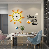 Net red personality table clock hanging bell living room 2023 new creative modern minimalist childrens room clock wall lamp