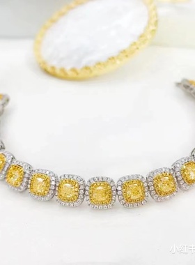 黄钻群镶满钻公主肥方手链