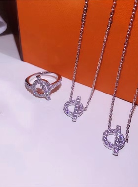 莫桑石猪鼻子Q型项链满钻