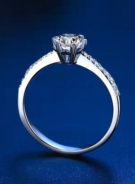 D色莫桑石雪花求婚戒指婚戒