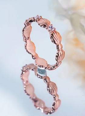 PRINGXY女小众贝壳间隔钻戒指