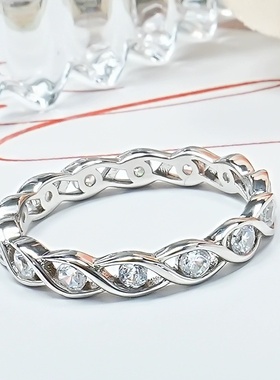 简约菱形麻花满钻食指戒指