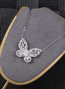 莫桑石满钻蝴蝶项链轻奢