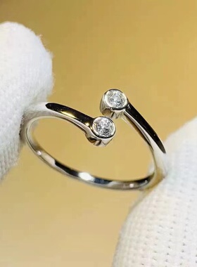 莫桑石双层泡泡戒指简约时尚