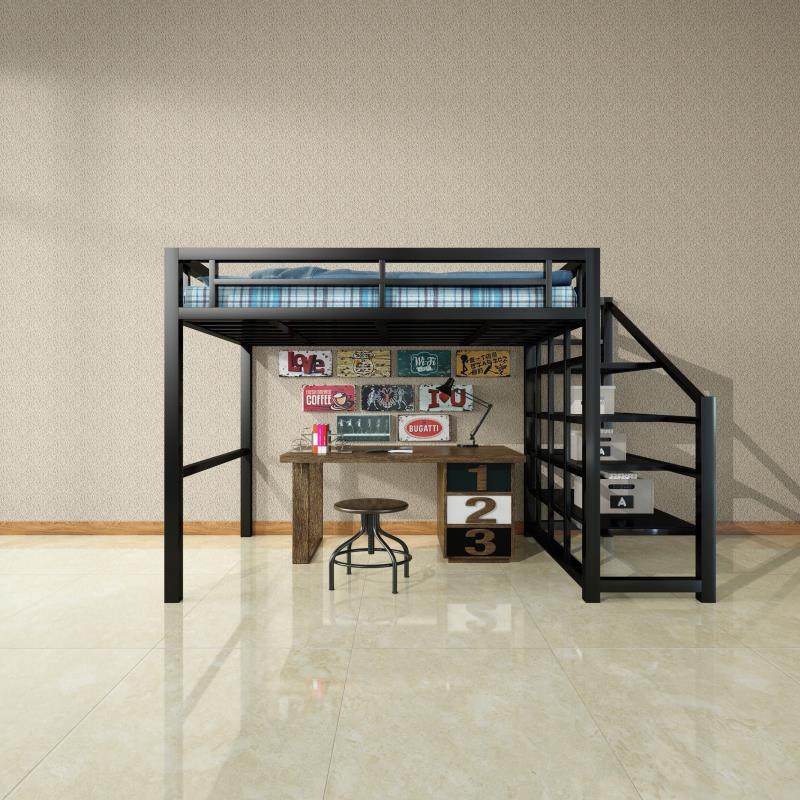 北欧铁艺双人床现代简约学生宿舍多功能楼阁床公寓高架床上床下桌_虎窝淘