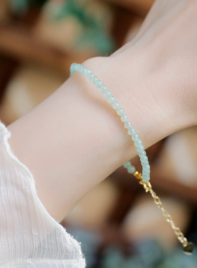 爆款推荐东陵玉手链女3mm圆珠东陵玉极细水晶夏天好看手串复古风