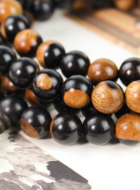 黑檀手串阴阳木文玩佛珠108颗男女情侣手链复古中式民族风