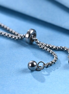 新款欧美亚马逊跨境10MM简约百搭人工珍珠不锈钢可调节手链百搭女