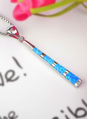 新款项链女欧美时尚饰品蓝色澳宝棒球棍项链棒球杆吊坠欧珀项链