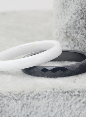 时尚风黑白切面陶瓷戒指新品