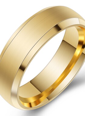 新款厂家 欧美时尚简约6MM三色钛钢情侣对戒戒指可印Logo激光戒指