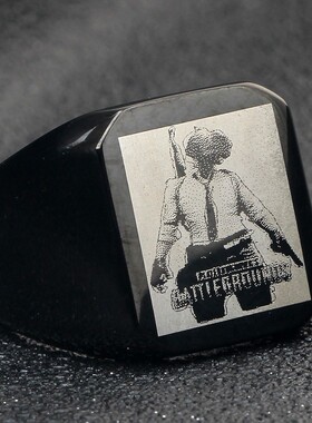 新款绝地求生大逃杀游戏周边不锈钢朋克戒指PUBG个性钛钢戒指配