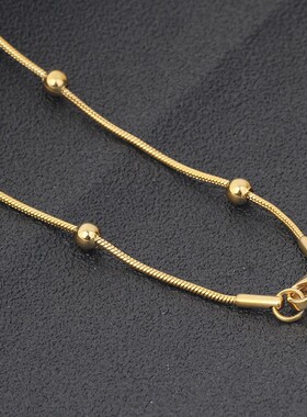 新款厂家 亚马逊个性不锈钢饰品 1.2圆蛇链包珠18K金钛钢配件