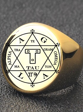 新款欧美亚马逊斯拉夫标志符文22MM圆形个性不锈钢激光戒指男