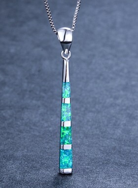 新款夏季欧美风简约ins项链白金澳宝柱子形吊坠女气质时尚锁骨链