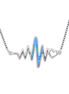 新款Opal澳宝女款节日系列锁骨链蓝色护士心电图吊坠澳宝项链