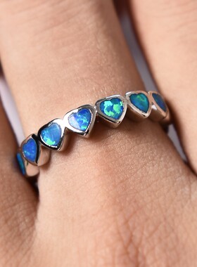 新款亚马逊跨境白金爱心澳宝戒指