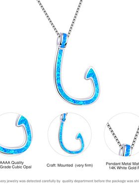 蓝色欧泊法杖吊坠项链新品热卖