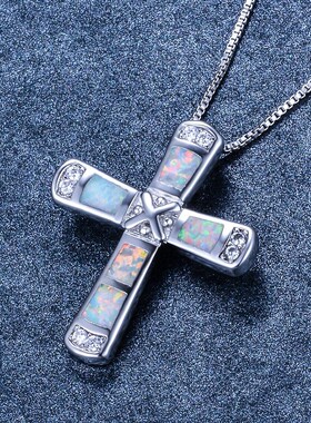 新款亚马逊创意设计X字母十字架澳宝吊坠项链男士个性简约风