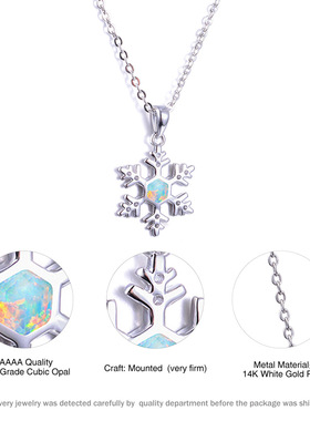 白金雪花蓝色欧泊现货吊坠新品