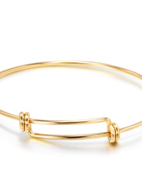 新款厂家 欧美简约时尚钛钢手环DIY可调节配饰不锈钢手镯三色可选