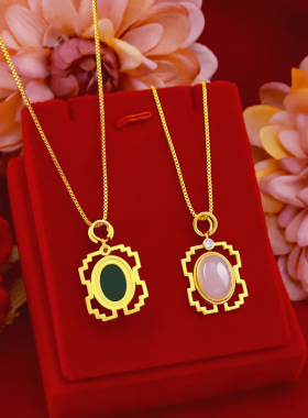 真金玉髓古法宝石现货吊坠项链