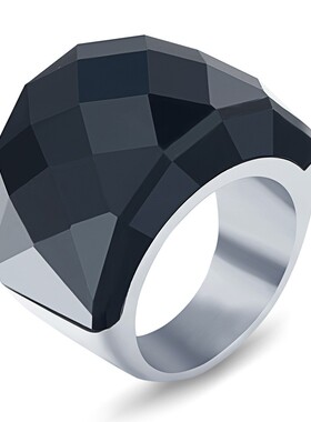 新款厂家欧美ins时尚复古宫廷个性镶钻不锈钢钛钢戒指指环扳指女