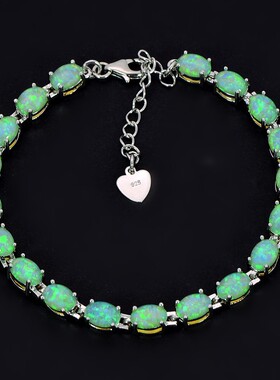 新款Opal澳宝夏威蛋型手链澳宝椭圆形手链时尚彩宝饰品镶进口欧泊