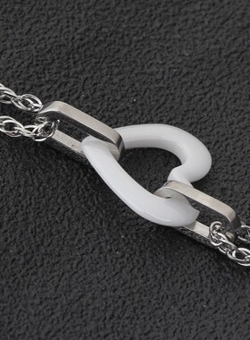 新款简约ins白色桃心陶瓷小清新时尚女款手链钛钢情人节礼物女式