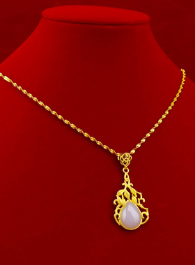 马来玉宝石花朵现货铜镀金新品