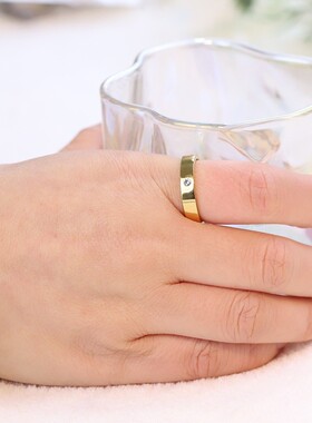 新款钛钢戒指简约KA家镀18K金满钻4MM女镶石结婚钻戒七夕情侣对戒