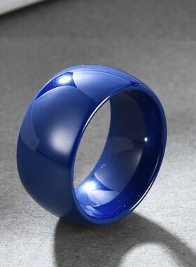 新款欧美跨境蓝白11MM陶瓷戒指指环时尚百搭情侣对戒指环热卖