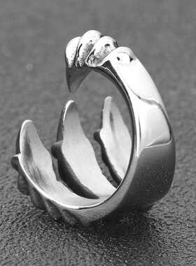 新款欧美个性复古朋克钛钢指环男士开口尖锐龙爪戒个性潮男不锈钢