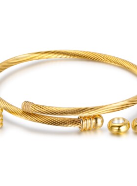 新款三色不锈钢手镯女3MM不锈钢钢丝线女士手镯可拆卸螺纹个性ins