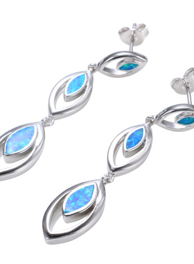 欧泊蓝色马眼现货长款耳环新品