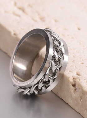 新款亚马逊热卖 304不锈钢单排链条简约百搭戒指女 厂家