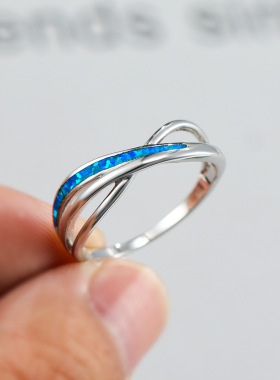 百搭欧泊交叉韩系时尚风女士戒指