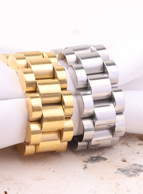 新款欧美跨境亚马逊简约10MM手表链戒指简约时尚不锈钢指环女