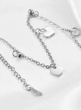 新款欧美ins时尚简约不锈钢百搭爱心镂空贝壳16+5钛钢手链女