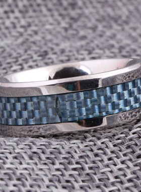 新款欧美ins钛钢时尚白碳纤维男士个性简约戒指8mm不锈钢情侣对戒