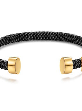 新款欧美亚马逊6MM气质简约女不锈钢钢丝线电缆线开口OD字母手镯